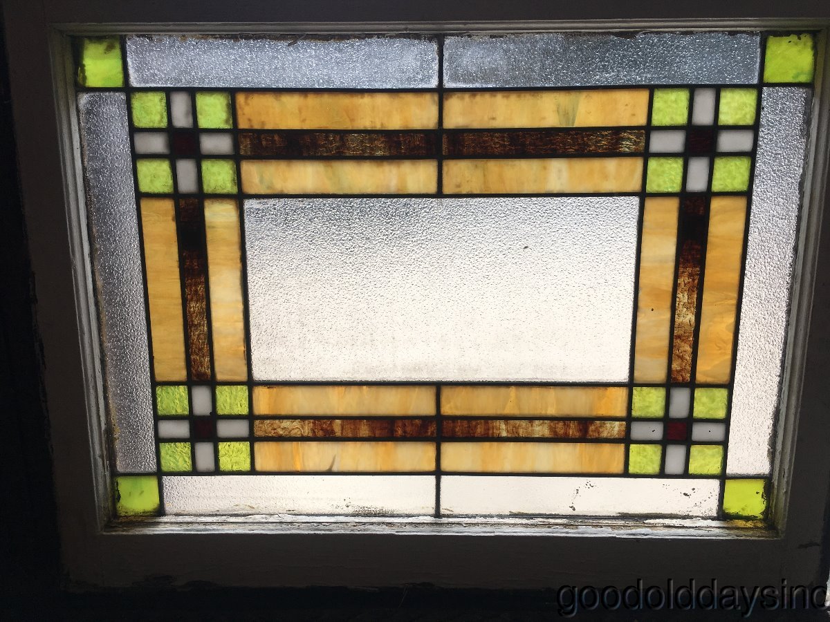 Antique 1920 S Stained Leaded Glass Window 32 By 25 Ebay