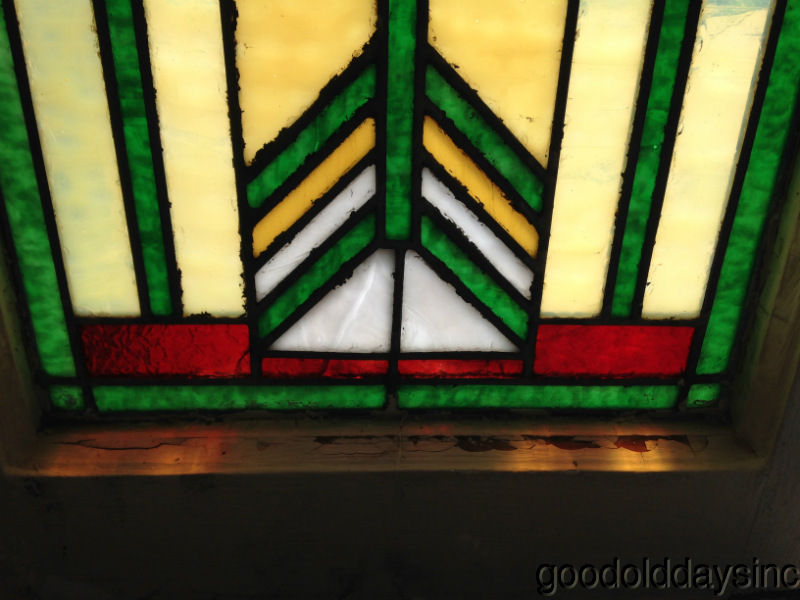 Antique Chicago Prairie Style Leaded Stained Glass Window 21" x 16"