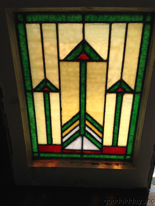 Antique Chicago Prairie Style Leaded Stained Glass Window 21" x 16"