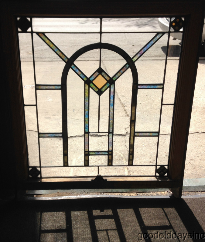 Beautiful Pair of Chicago Bungalow Style Stained Glass Windows 32" x 28"