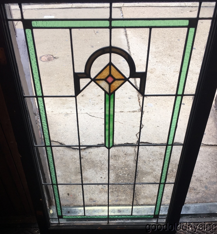 Details About Antique 1920 S Chicago Bungalow Style Stained Leaded Glass Door Window 45 28