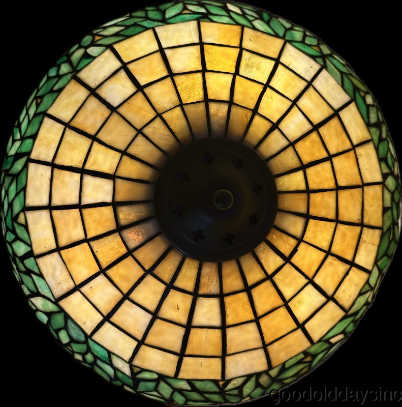 Beautiful Stained Leaded Glass Periwinkle Flower Lamp - Arts Crafts Handel Era