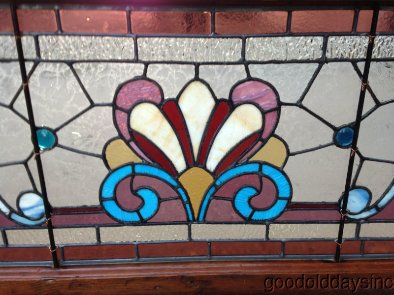 Beautiful Victorian Stained Leaded Glass Transom Window