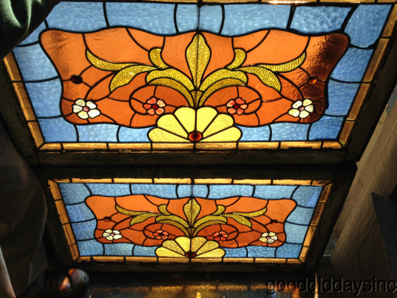 1890s Victorian Stained Glass Windows With Flowers & Jewels