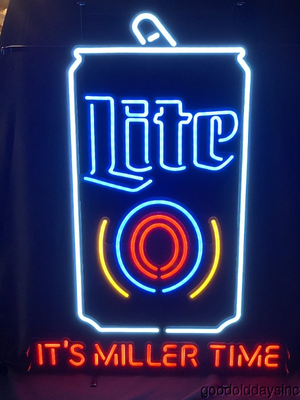 It's Miller Time Miller Lite Neon Glass Sign Beer Bar Light Lite