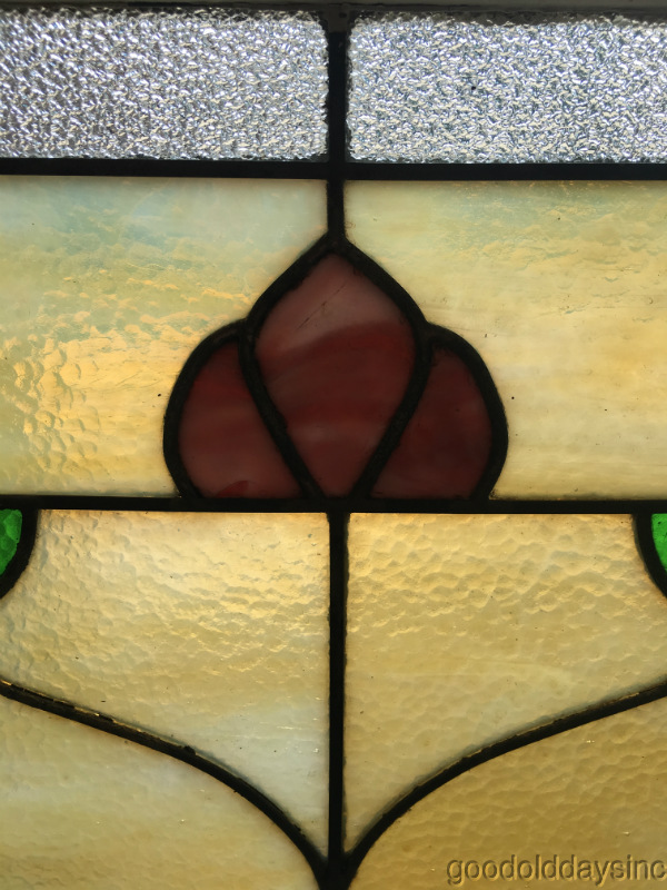 Antique Chicago Bungalow Style Stained Leaded Hammered Glass Window