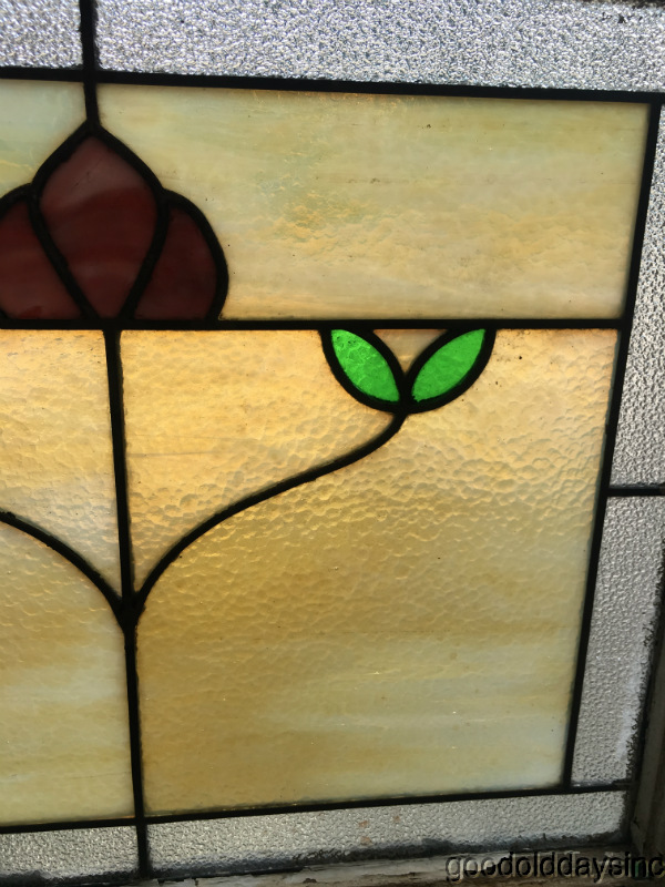 Antique Chicago Bungalow Style Stained Leaded Hammered Glass Window