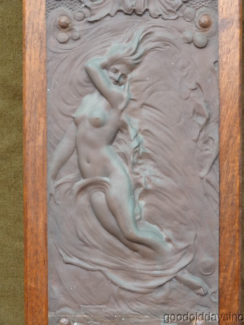 Antique Art Nouveau Bronze Relief Sculpture - Chicago Building Remnant Nude Art