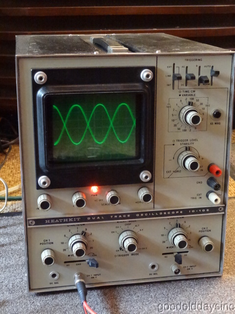 Heathkit IO-105 Green Dual Trace Oscilloscope - Works