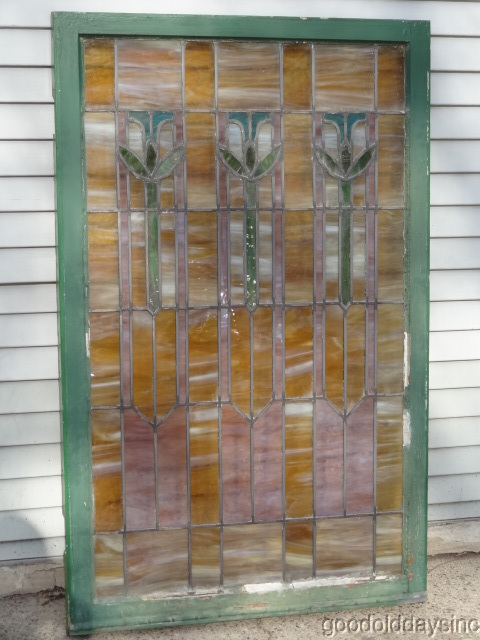 Large Stained Glass Privacy Window 31 x 51 w Beautiful Glass Excellent Condition