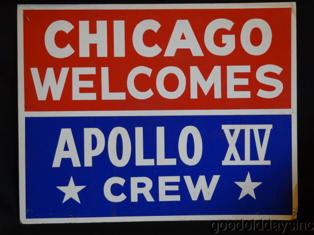 CHICAGO WELCOMES APOLLO XIV CREW Original Street Sign 3rd Moon Landing NASA 14