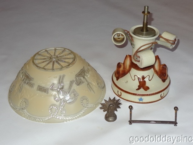 1930s Western/ Cowboy Ceiling Light Fixture Porcelain by Porcelier Fixture NOS