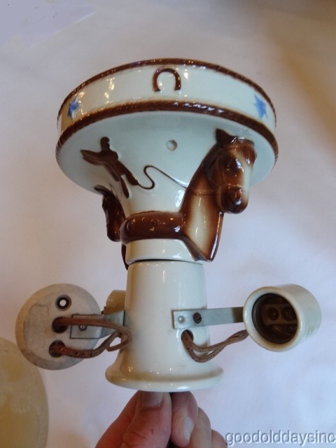 1930s Western/ Cowboy Ceiling Light Fixture Porcelain by Porcelier Fixture NOS