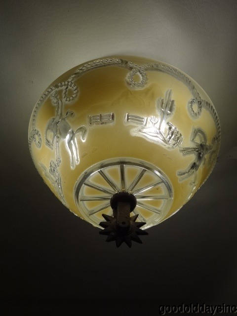 1930s Western/ Cowboy Ceiling Light Fixture Porcelain by Porcelier Fixture NOS