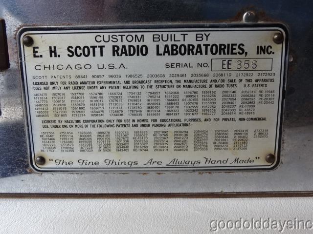 1938 E.H. Scott Phantom Deluxe Radio - Restored and Working - 20 Tube Radio