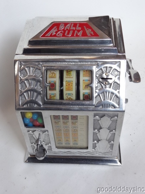 Trade Stimulator circa 1930-1935 Art Deco Gumball Slot Machine Buckley Ball Gum