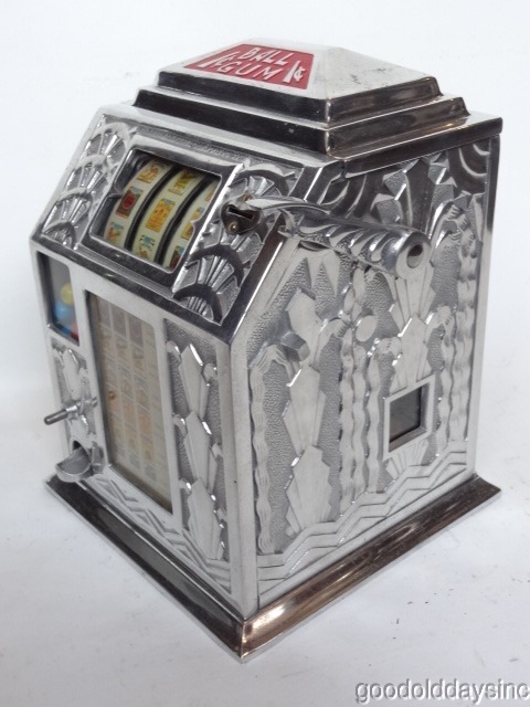 Trade Stimulator circa 1930-1935 Art Deco Gumball Slot Machine Buckley Ball Gum