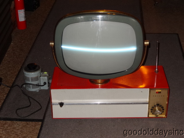 Vintage Red Philco Predicta Princess Model Television - TV Powers Up