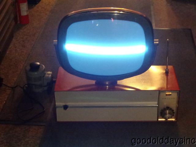 Vintage Red Philco Predicta Princess Model Television - TV Powers Up