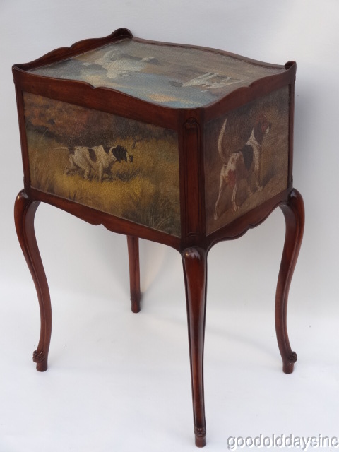 THEODORE ALEXANDER Dog Table / 3 Drawer Nightstand / Side Table / Hunting/Poodle