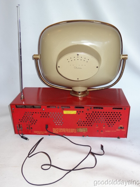 Vintage Red Philco Predicta Princess Model Television - TV Powers Up