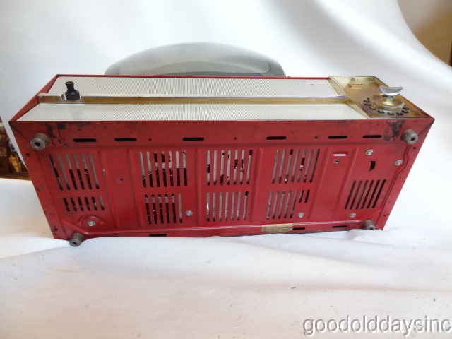 Vintage Red Philco Predicta Princess Model Television - TV Powers Up