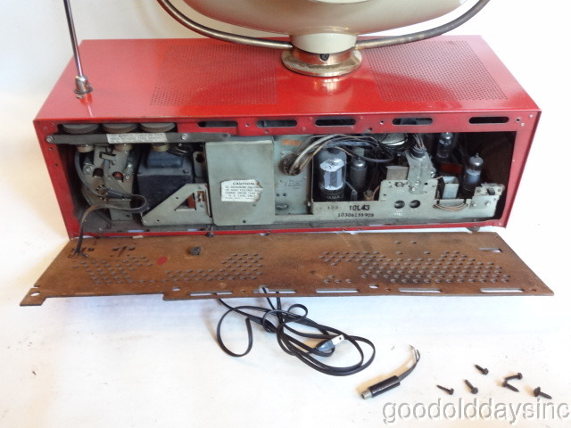 Vintage Red Philco Predicta Princess Model Television - TV Powers Up