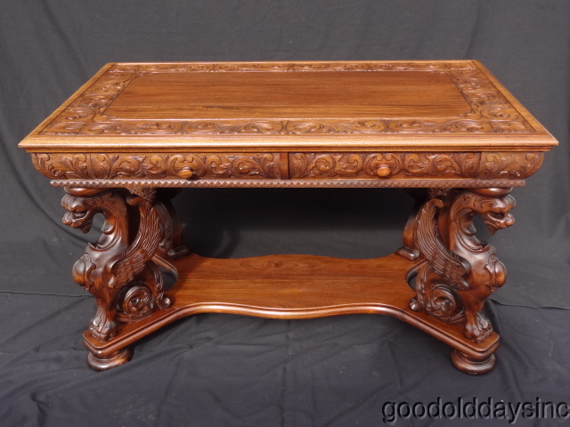 Partners+Desk+w/+Carved+Griffins+-+Library+Table+-+R.J.+Horner+-+50+in+x+30+in