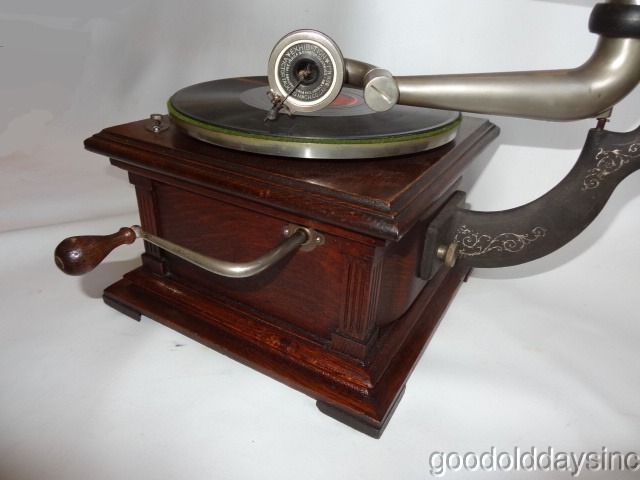 Victor Talking Machine Humpback Model II Phonograph with Original Brass Bell Horn