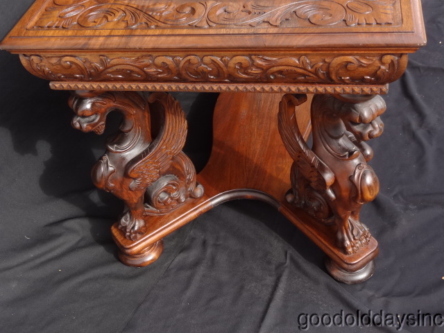 Partners Desk w/ Carved Griffins - Library Table - R.J. Horner - 50 in x 30 in