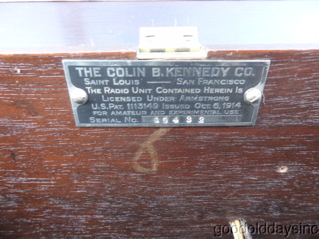 1923 Colin B. Kennedy Co. Exposed Tube Radio - St Louis & San Francisco 