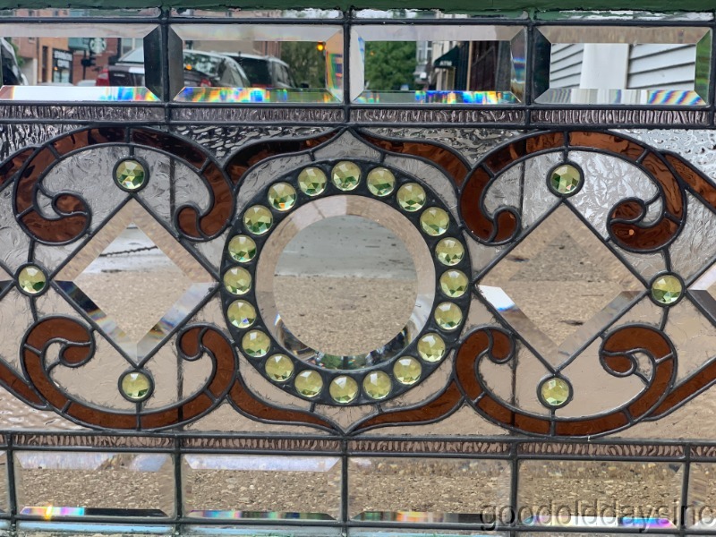 Antique Chicago Victorian Stained Leaded Glass Window w/ Bevels & Jewels 56" 22"