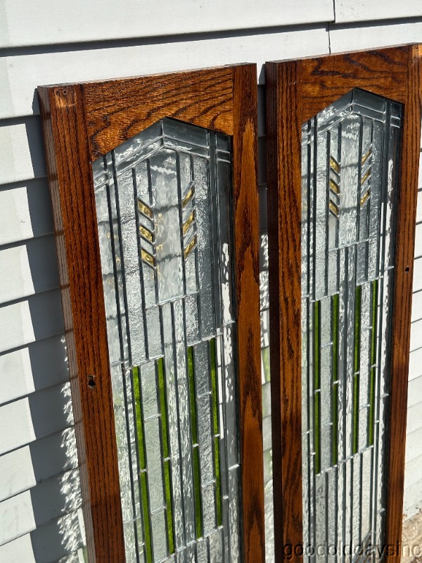 2 of 4 Arts & Crafts Stained Leaded Glass Cabinet Doors / Window