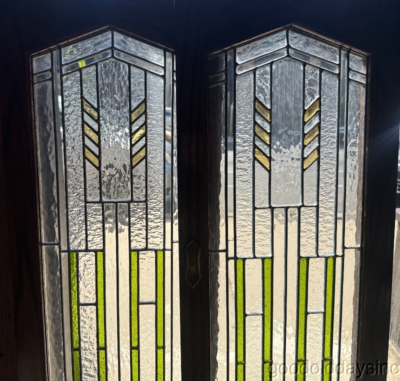2 of 4 Arts & Crafts Stained Leaded Glass Cabinet Doors / Window