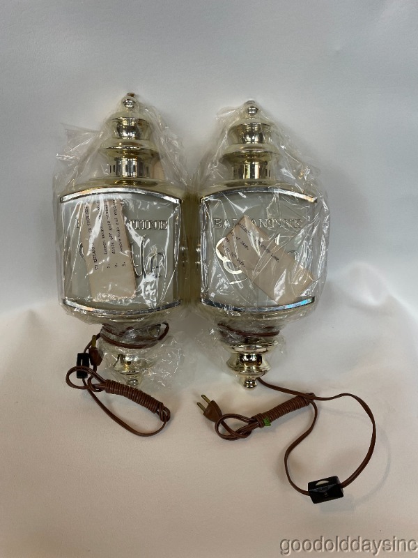 Pair Ballantine Ale Coach Lamp Wall Sconce Advertising Beer Sign Bar Light NOS