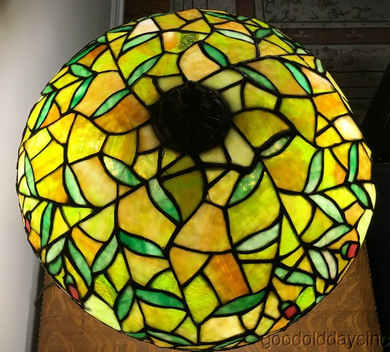 Antique Chicago Mosaic Table Lamp 1920's Stained Leaded Glass Shade