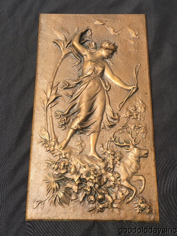 Antique+Bronze+Relief+Plaque+of+Diana+The+Goddess+of+Wild+Animals+Circa+1890s