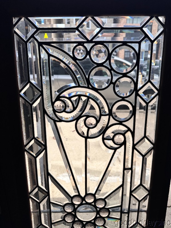 Antique 1890's Beveled Glass Transom Window w/ Jewels 52"x19"