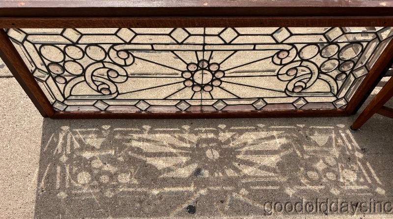 Antique 1890's Beveled Glass Transom Window w/ Jewels 52"x19"