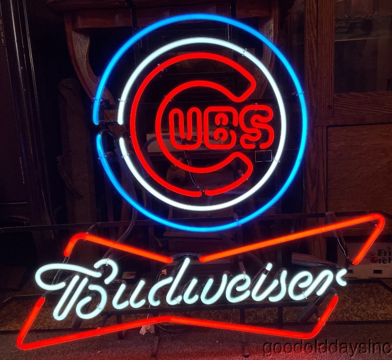 Chicago Cubs Budweiser Neon No Beer Sign Bar Light 