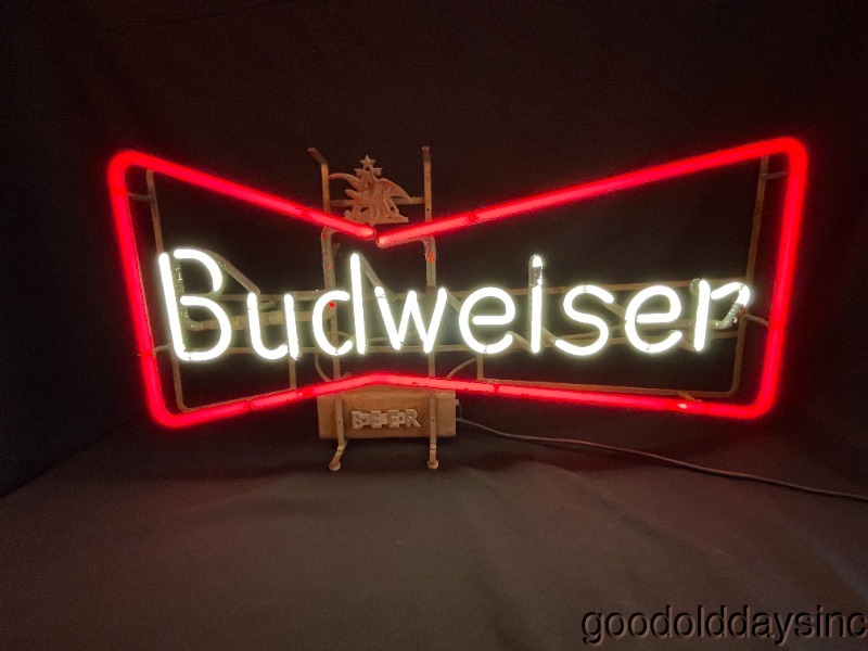 Vintage 1950's Large 36" BUDWIESER Bow Tie Neon Beer Advertising Sign Bud Bar