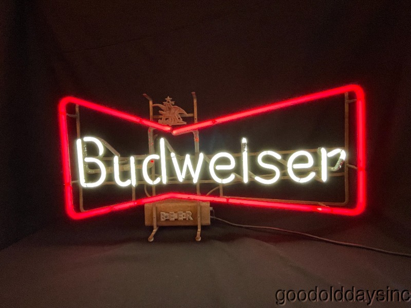 Vintage 1950s Large 36" BUDWIESER Bow Tie Neon Beer Advertising Sign Bud Bar