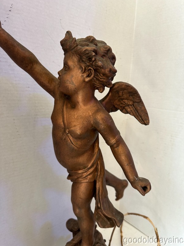 Antique French Style Angel Cherub Statue Newel Post Lamp Table Light