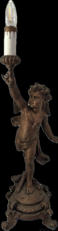 Antique French Style Angel Cherub Statue Newel Post Lamp Table Light