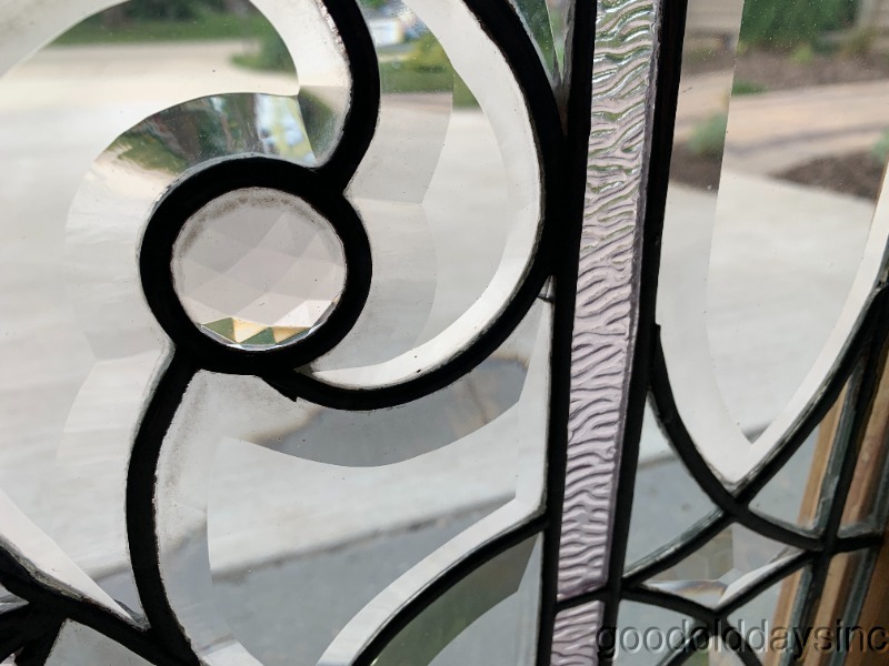 2 Beautiful Antique Leaded & Beveled Glass Transom Window w/ Jewels Circa 1900