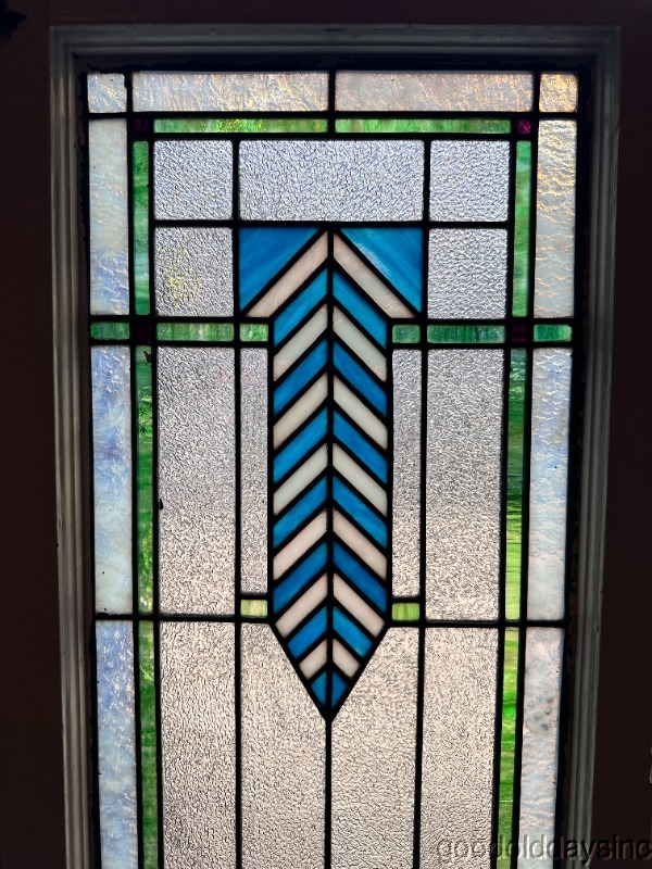 Pair of Antique Chicago Stained Leaded Glass Windows Windows / Doors 41"x18"