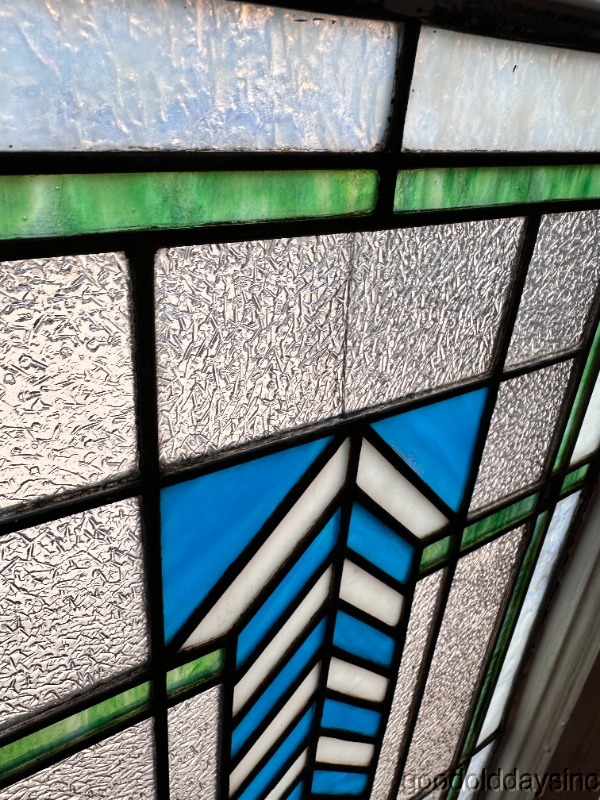 Pair of Antique Chicago Stained Leaded Glass Windows Windows / Doors 41"x18"