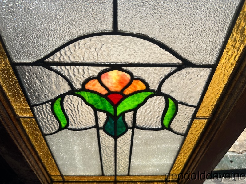 Antique Stained Leaded Privacy Glass Window from Chicago Circa 1915 