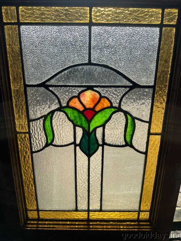 Antique Stained Leaded Privacy Glass Window from Chicago Circa 1915 