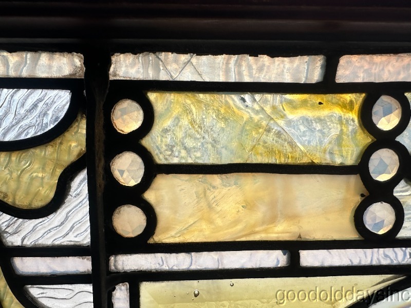 Fantastic Pair of Beveled & Jeweled Victorian Stained Leaded Glass Window